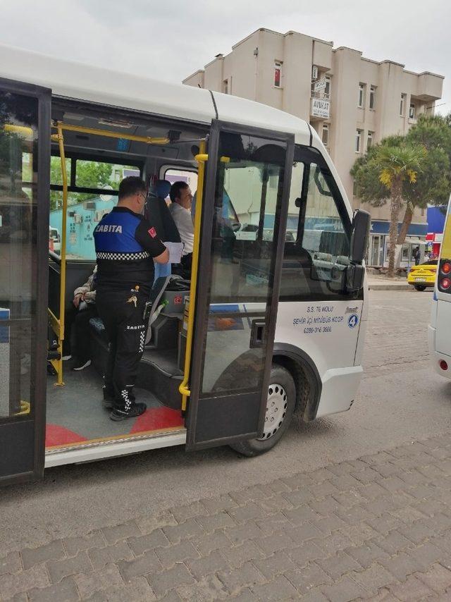 Biga’da zabıtadan toplu taşıma araçlarına denetim