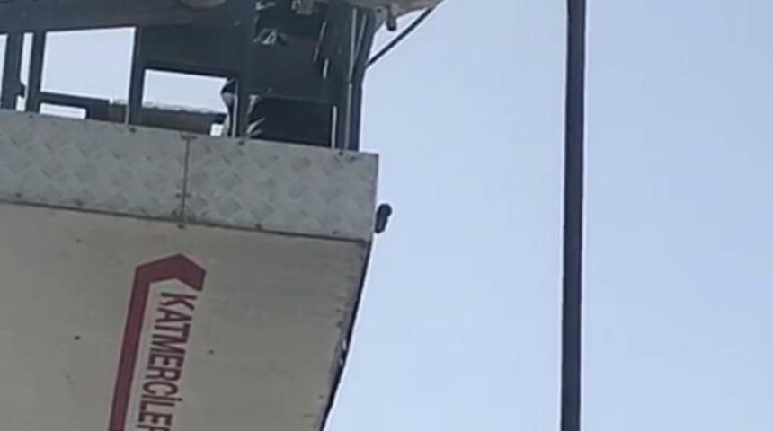 Elektrik teline dolanan g&uuml;vercin, itfaiye ekipleri tarafından kurtarıldı