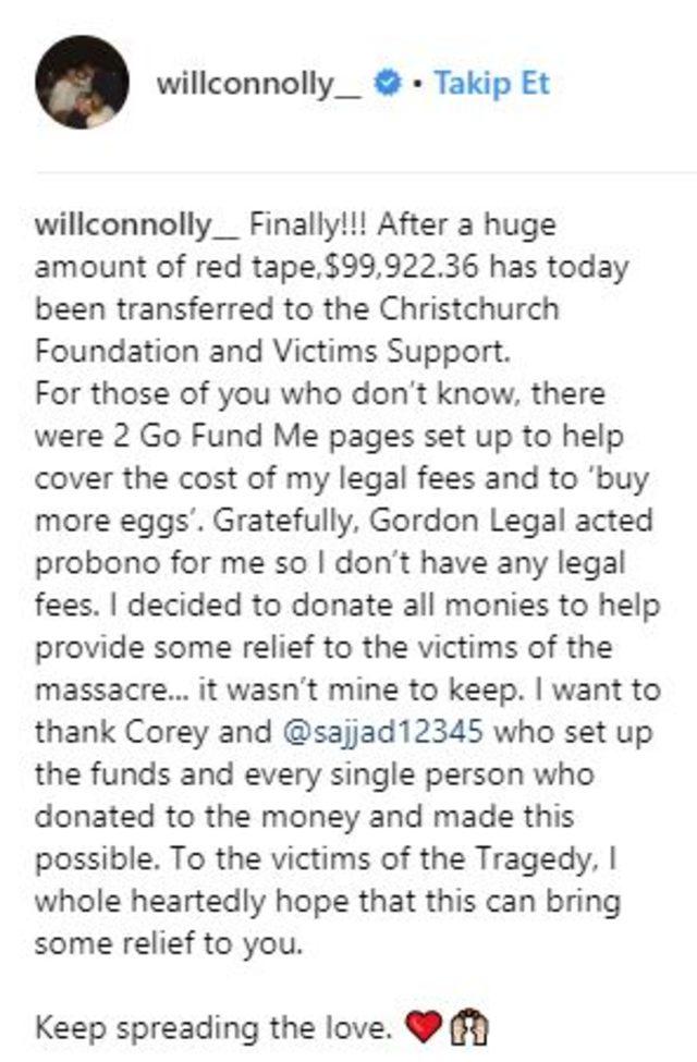 ‘Yumurta çocuk’ kendisi için toplanan parayı Christchurch mağdurlarına bağışladı