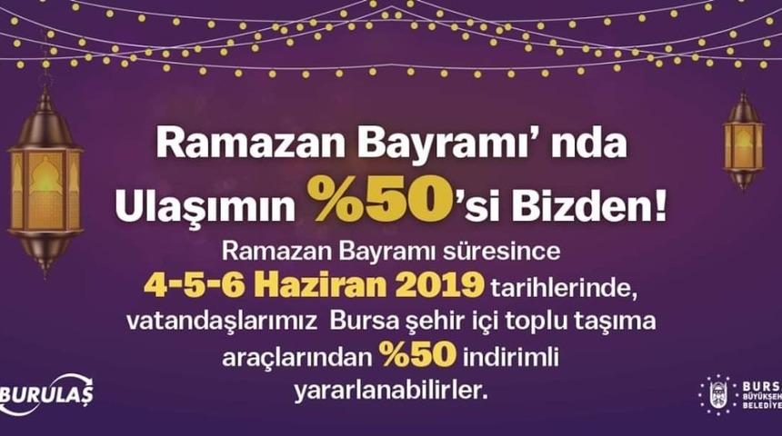 Bursa&rsquo;da bayramda ulaşıma y&uuml;zde 50 indirim