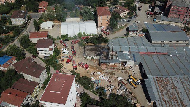 (Havadan fotoğraflarla) - Çekmeköy'de mobilya atölyesinde yangın