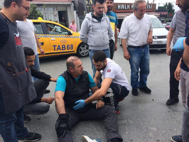 Beşiktaş'ta motosikletle otomobilin çarpışma anı kamerada