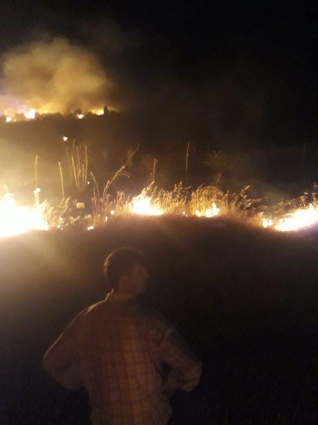 Hatay’da kayalık arazide ot yangını