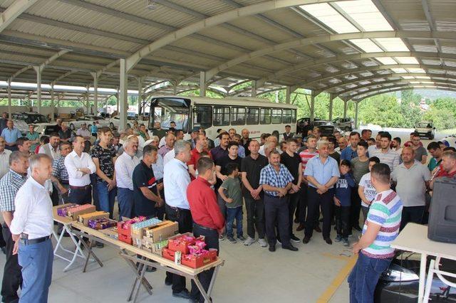 Hisarcık’ta satın alınan biçerdöverler için tören düzenlendi