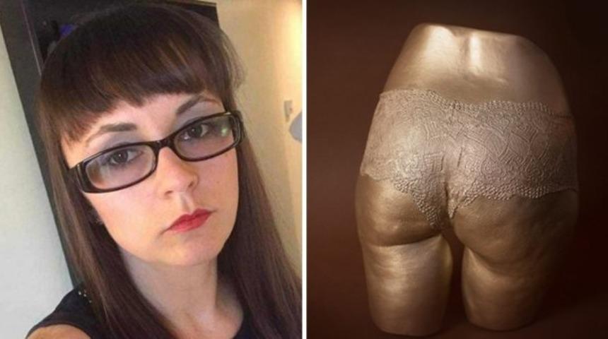 Banyosunda sergiliyor! V&uuml;cut pozitifliğini artırmak i&ccedil;in kal&ccedil;asının kalıbını &ccedil;ıkarttı