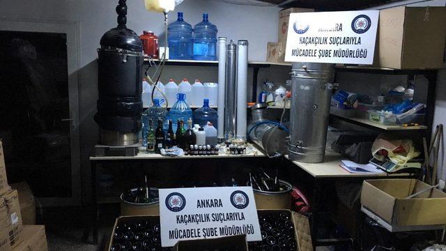 Ankara polisinden sahte alkol üretim tesisine baskın
