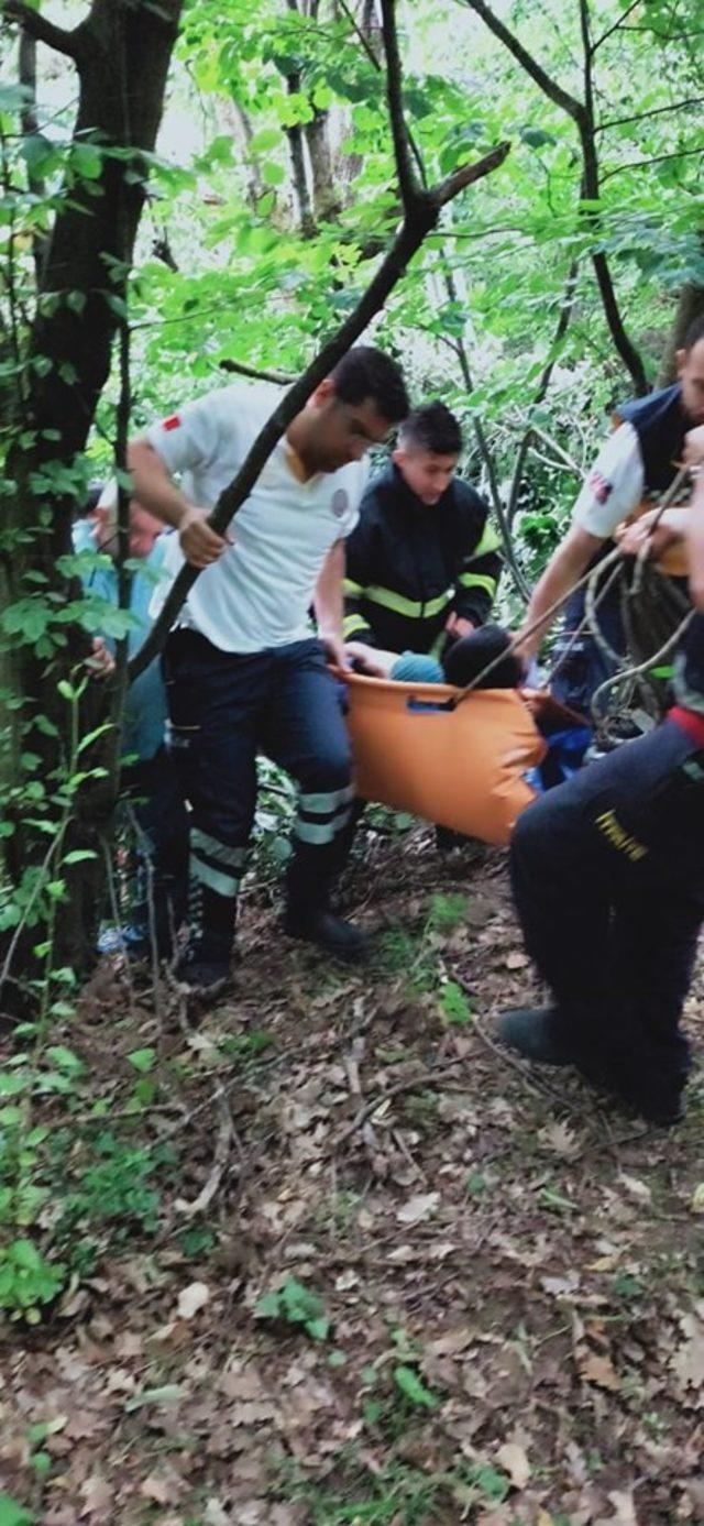 Ihlamur toplarken ağaçtan düşen genci itfaiye kurtardı