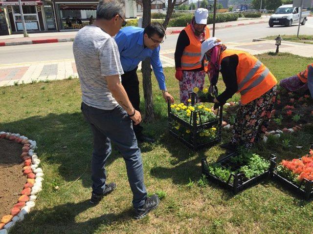 Çan’da park ve bahçeler çiçek açtı