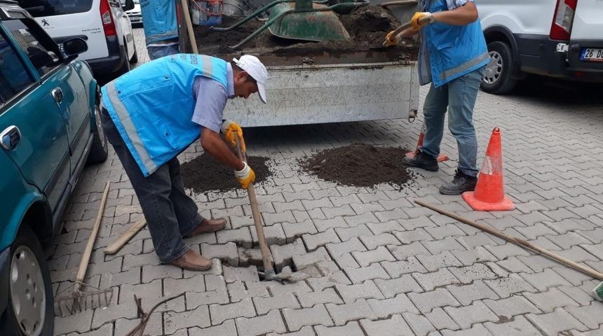 Ünye’de yağış sonrası onarım ve temizlik çalışması