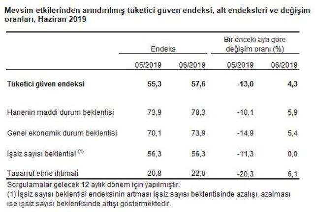 TÜİK - Tüketici güven endeksi Haziran’da 57.6'ya yükseldi (2)