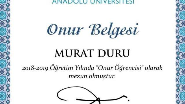 Kaymakam Duru 2. Üniversiteyi Onur Belgesi Alarak Bitirdi