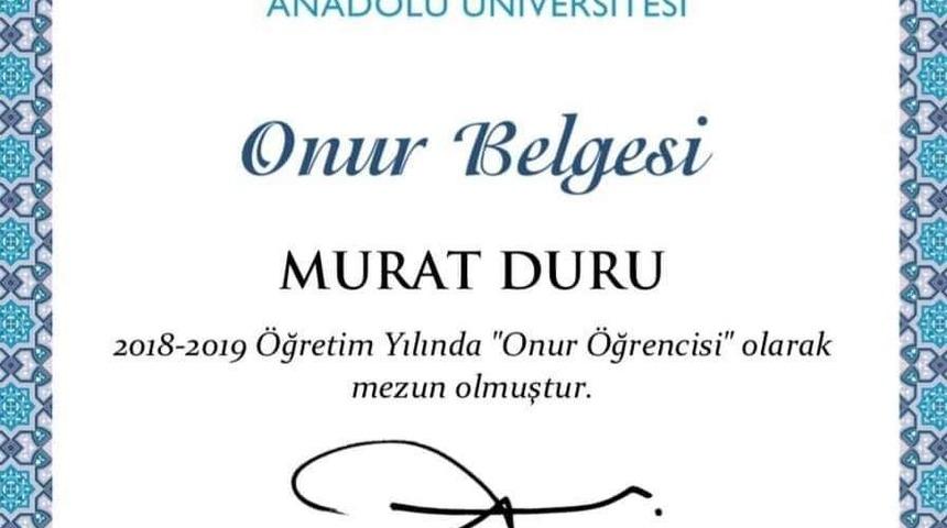 Kaymakam Duru 2. Üniversiteyi Onur Belgesi Alarak Bitirdi