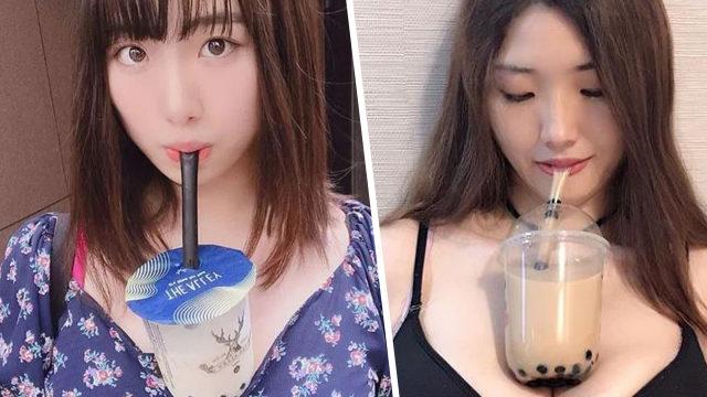 Yeni trend: Bubble Tea Challenge! Bardakları oralarına sıkıştırıp paylaşıyorlar