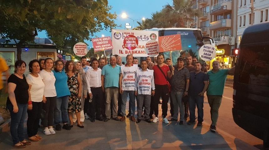 Belediyelerdeki işten çıkarmaları protesto etmek için yürüyorlar