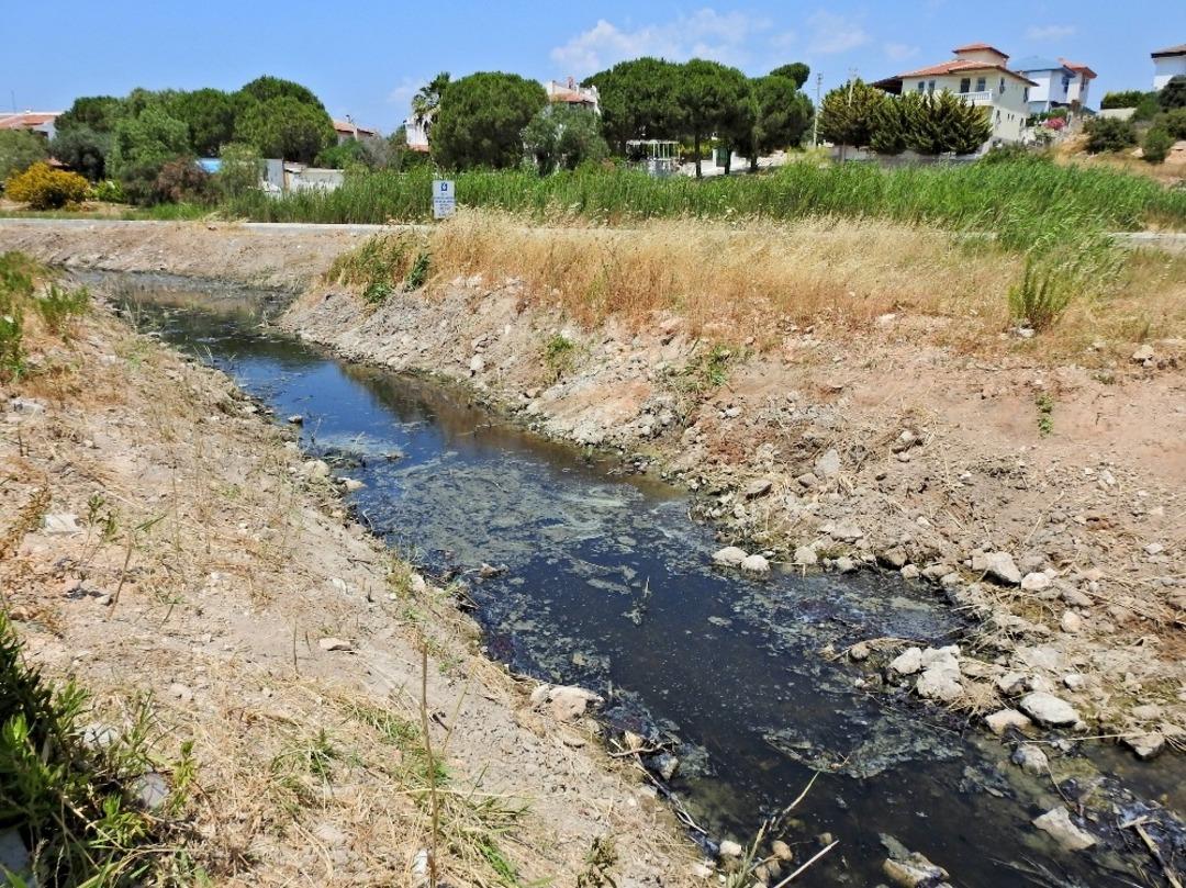 &Ccedil;eşme&rsquo;de dereden gelen k&ouml;t&uuml; koku isyan ettirdi