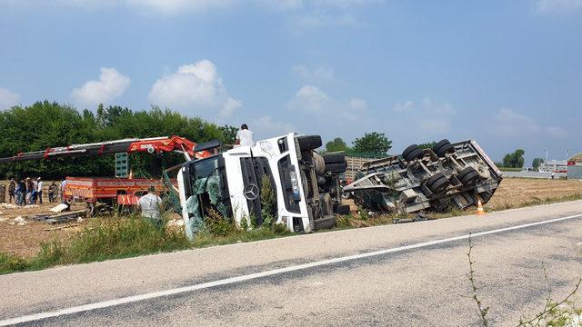 Kadirli'de TIR devrildi, 4 bin tavuk telef oldu