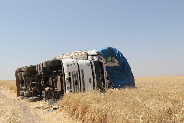 Saman yüklü kamyon devrildi: 7 yaralı