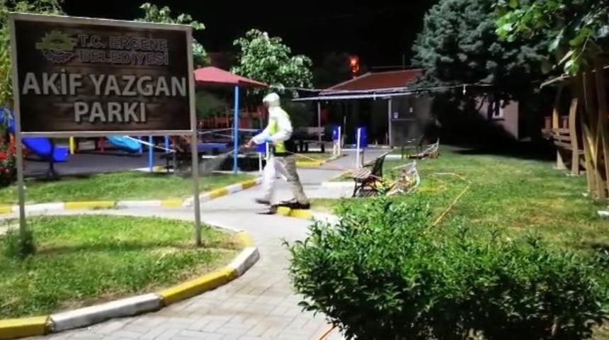 Ergene&rsquo;de &ccedil;ocuk parkları, dinlenme alanları dezenfekte edildi