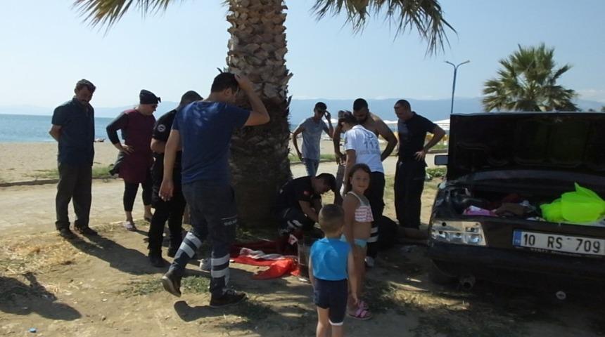 Burhaniye’de baba oğul boğulma tehlikesi geçirdi