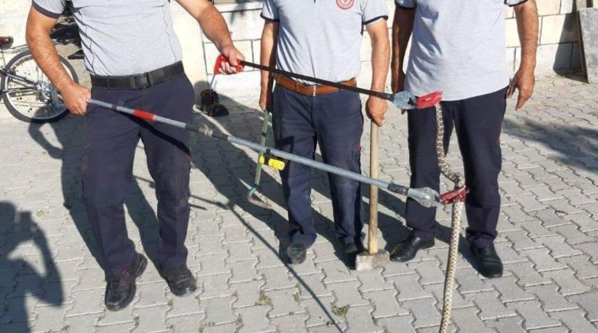 Develi&rsquo;de itfaiye ekiplerinin &rsquo;Yılan&rsquo; mesaisi