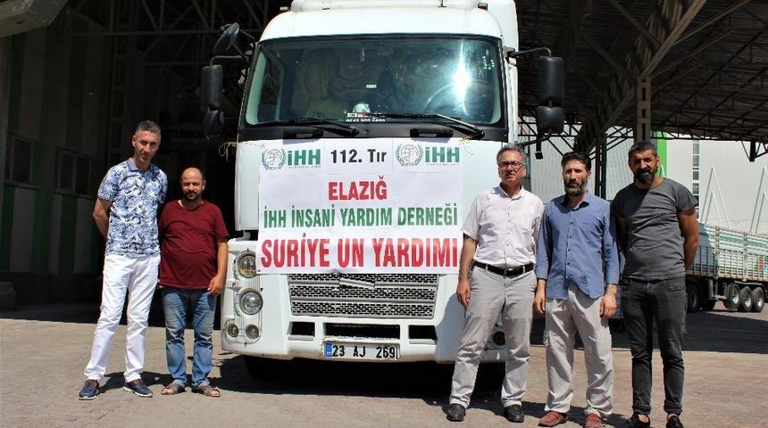 Elazığ&rsquo;dan Suriye&rsquo;ye 112&rsquo;inci yardım tırı yola &ccedil;ıktı