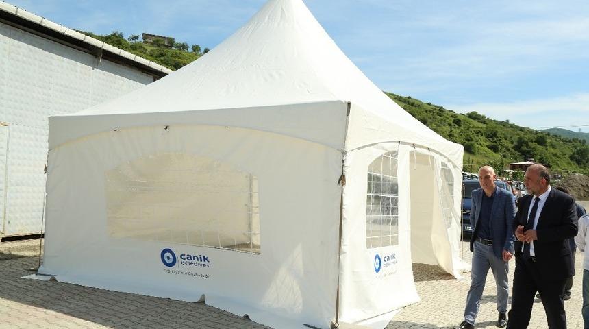 Canik Belediyesinden taziye &ccedil;adırı uygulaması