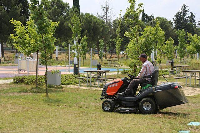 Y&uuml;reğir&rsquo;de park ve yeşil alanların bakımları yapılıyor 3