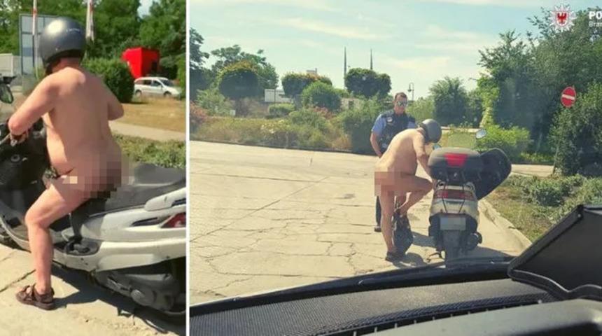 Polisin durdurduğu &ccedil;ıplak s&uuml;r&uuml;c&uuml;: &Ccedil;ok sıcak değil mi?