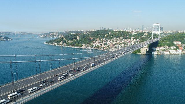 FSM Köprüsü’nde sabah saatlerinde oluşan trafik yoğunluğu havadan görüntülendi 1