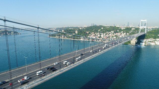 FSM Köprüsü’nde sabah saatlerinde oluşan trafik yoğunluğu havadan görüntülendi 2