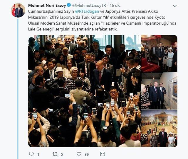 Cumhurbaşkanı Erdoğan ve Kültür ve Turizm Bakanı Ersoy Lale Geleneği sergisini ziyaret etti