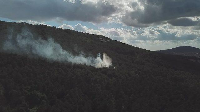 (Havadan fotoğraflarla) Aydos Ormanı'nda yangın