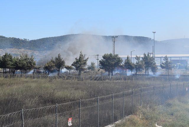 Aliağa’da yol kenarındaki otluk alanda yangın