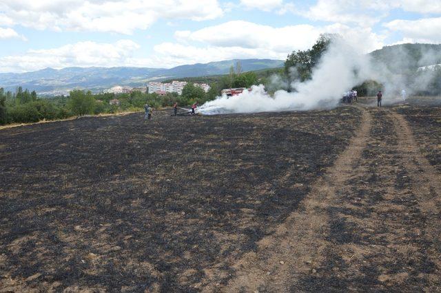 Tokat’ta buğday tarlasında korkutan yangın