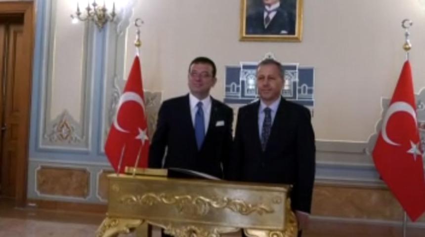 İstanbul Büyükşehir Belediye Başkanı İmamoğlu'ndan Vali Yerlikaya'ya ziyaret! 