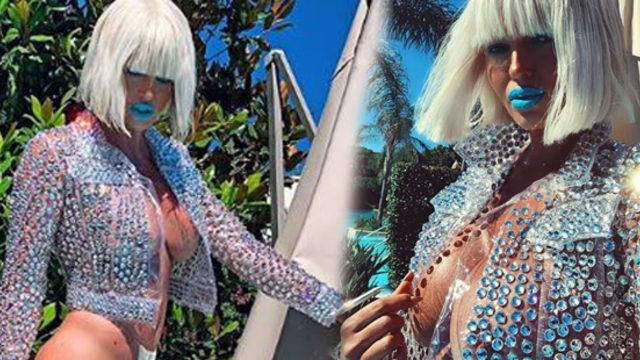  Jelena Karleusa ceket ve topuklu ayakkabıyla havuza girdi