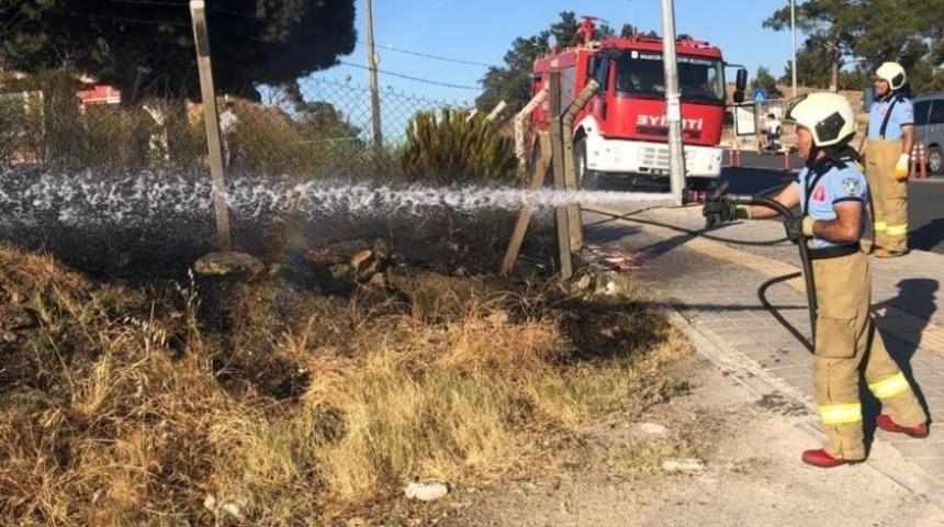 Burhaniye’de ot yangını korkuya neden oldu