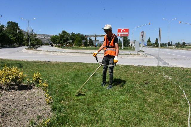 İnönü’de park ve bahçe çalışmalarını sürdürüyor