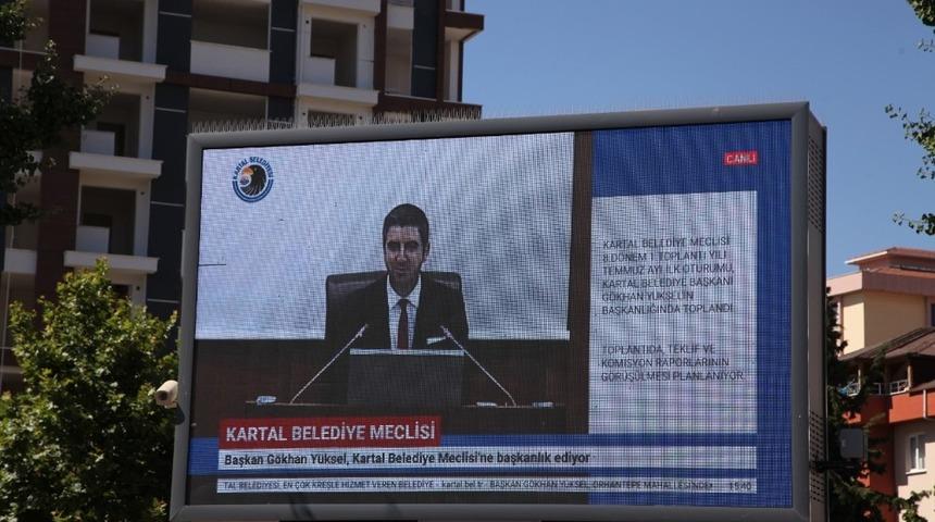 Kartal Belediye Meclis toplantısı, YouTube’dan ve LED bilgi ekranlarından canlı yayınlandı