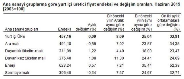 Yurtiçi üretici fiyatları Haziran’da yüzde 0.09 arttı, yıllık atış yüzde 25.04 (2)