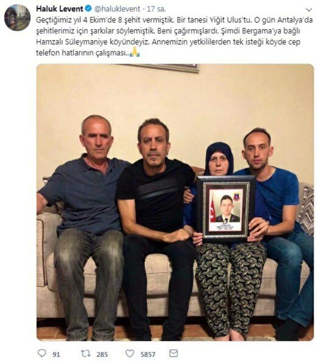 Haluk Levent'ten Bergama'da şehit ailesine ziyaret