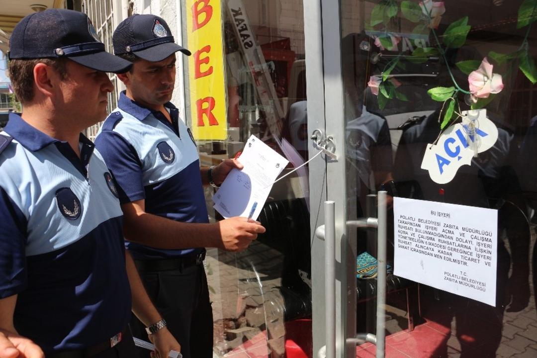 Polatlı&rsquo;da ruhsatsız 48 iş yeri kapatıldı, Arap&ccedil;a tabelalar kaldırıldı