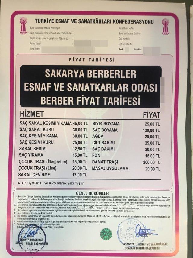 Sakarya’da berberler odasının fahiş fiyat artışı isyan ettirdi