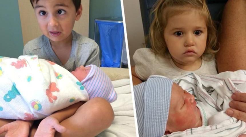 Kardeşi olduğuna pek de sevinmeyen bu minikler y&uuml;z&uuml;n&uuml;z&uuml; g&uuml;ld&uuml;recek!