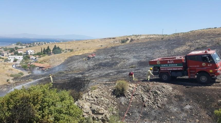 Aliağa’da otluk alanda yangın