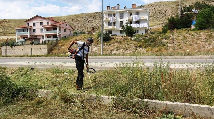 Bayburt&rsquo;ta parklarda &ccedil;im bi&ccedil;me ve ila&ccedil;lama &ccedil;alışması
