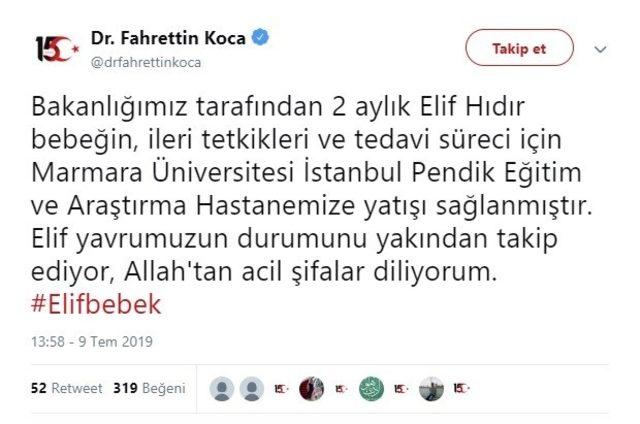 Sağlık Bakanı Koca’dan ‘Elif’ bebek açıklaması