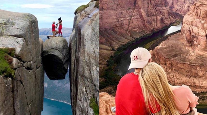 Yüzlerce metre yükseklikte evlilik teklifi!