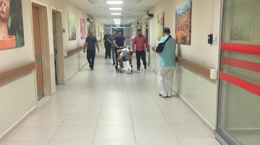 Kamyonetten d&uuml;şen sunta yayanın ayağını kırdı