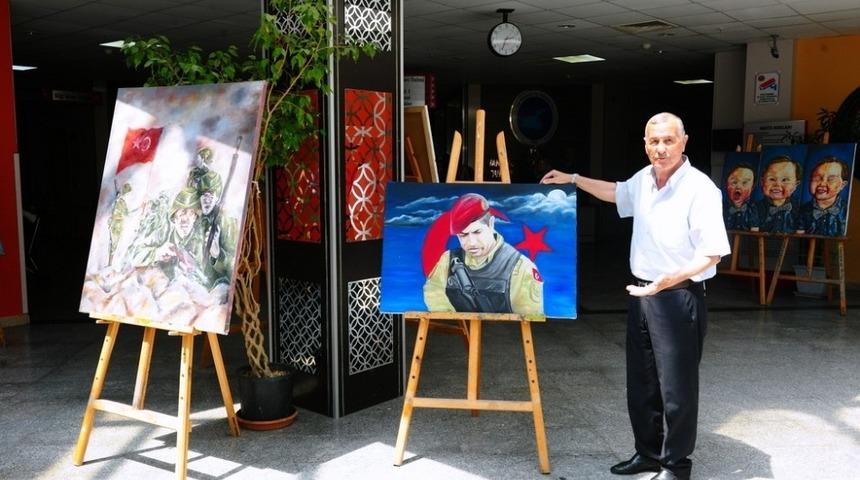 YY&Uuml;&rsquo;de "15 Temmuz Demokrasi ve Milli Birlik" konulu resim sergisi